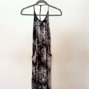 Black and Gray Tie-Dye Halter Dress